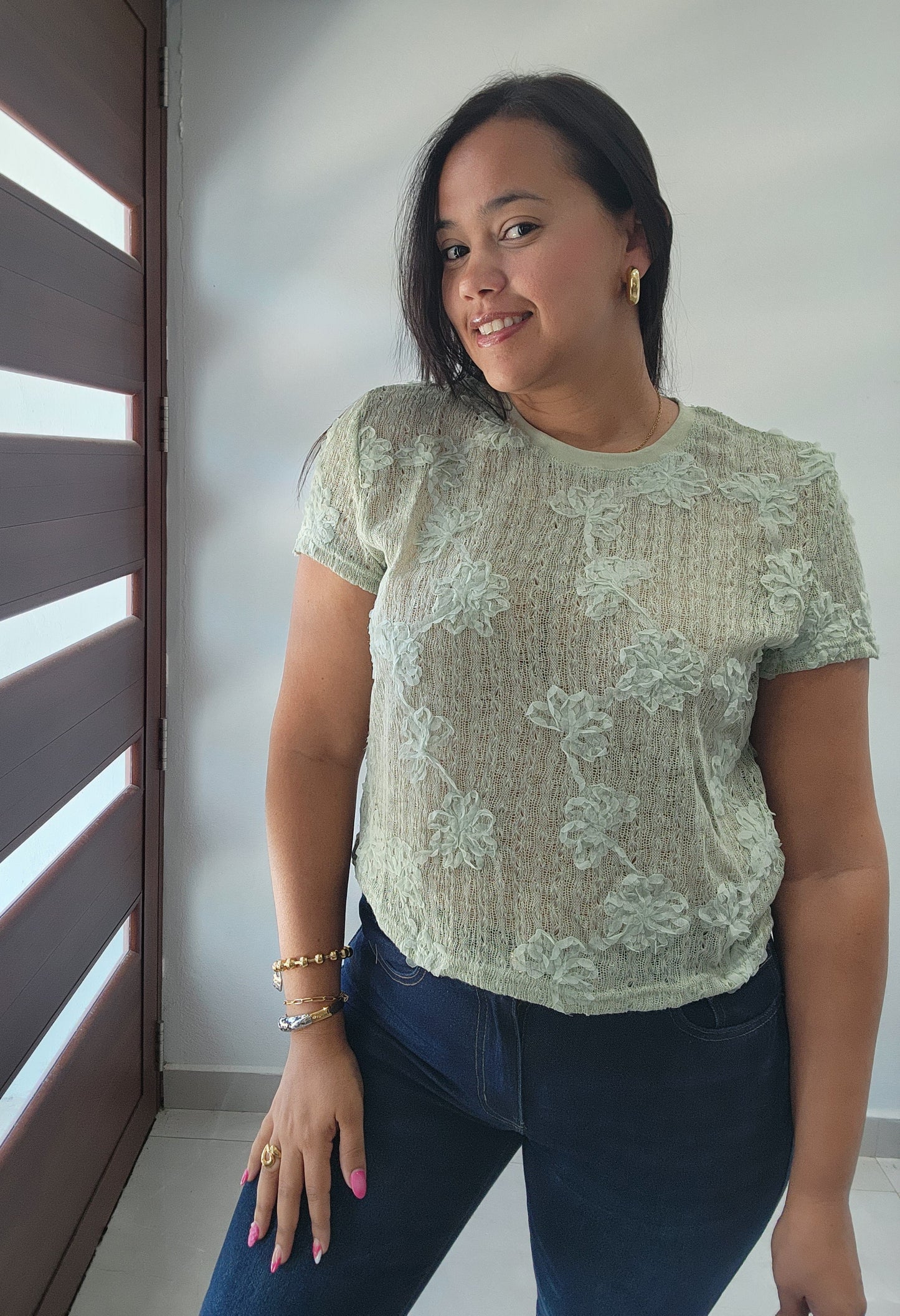 Green Flower Top