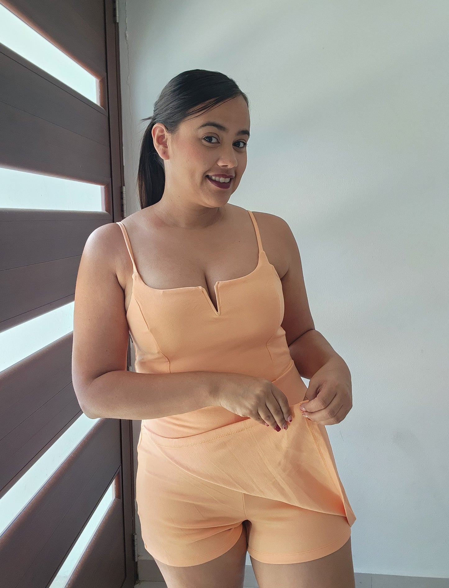 Apricot Skort Romper
