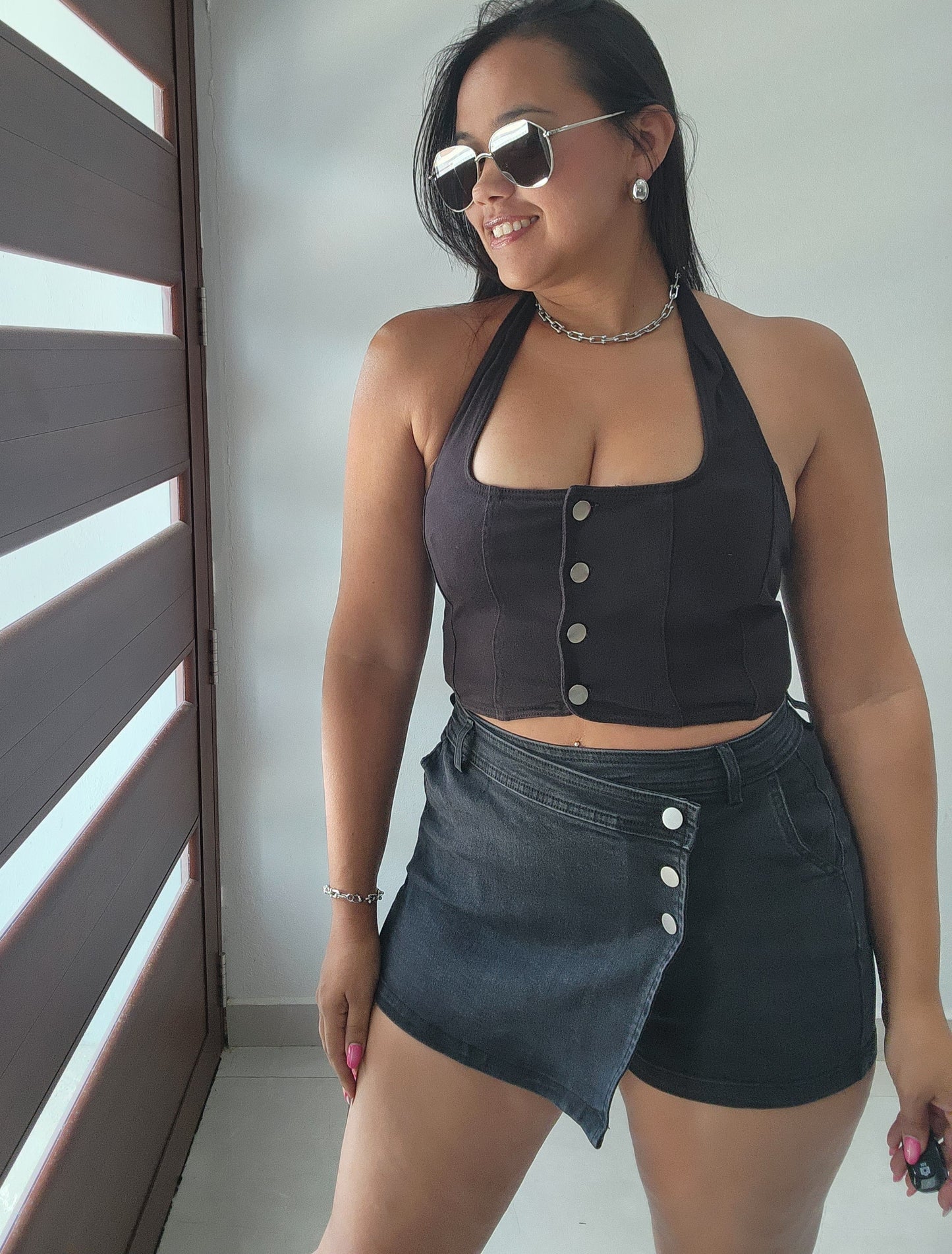 Denim Black Skort