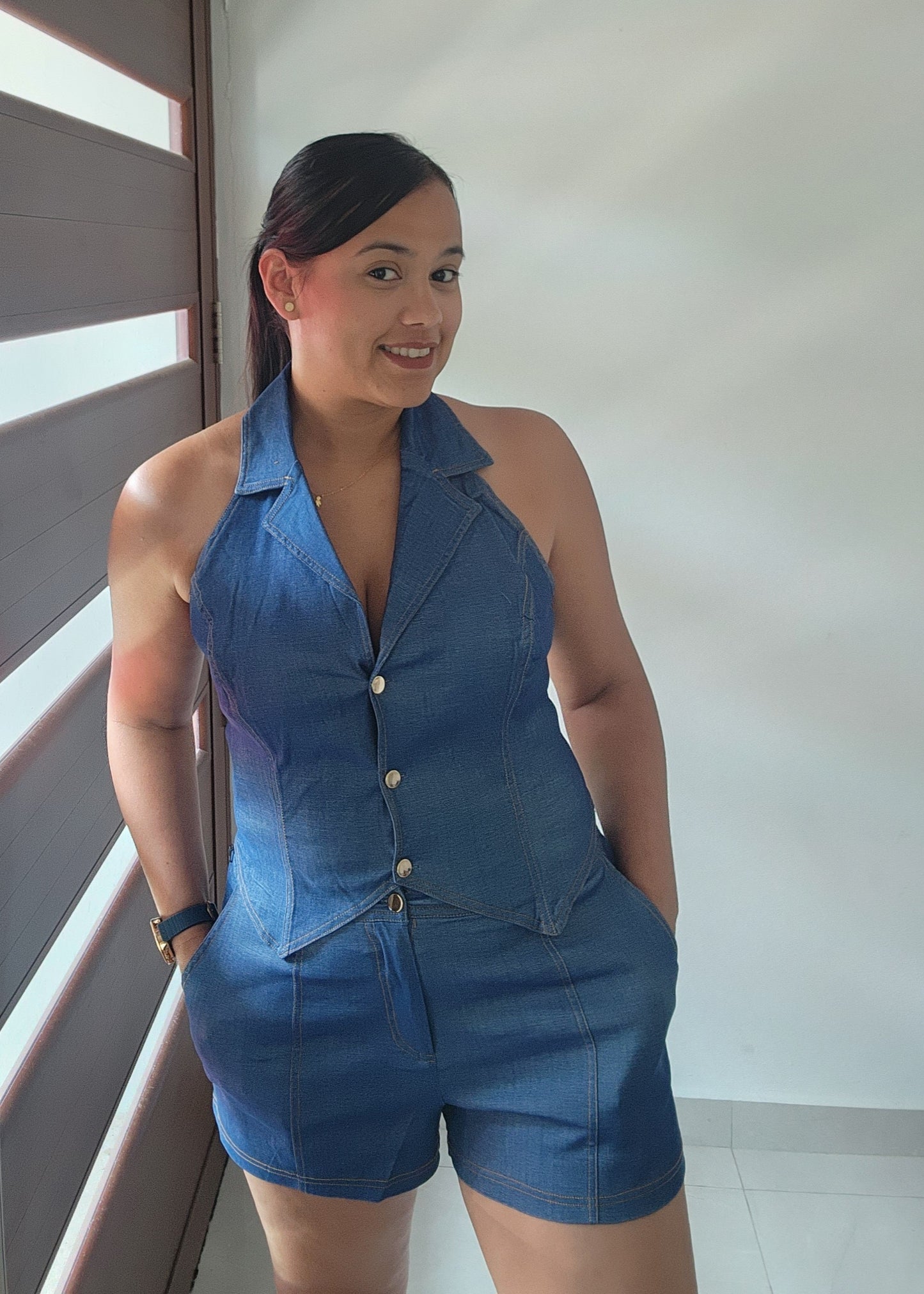Denim Short Set
