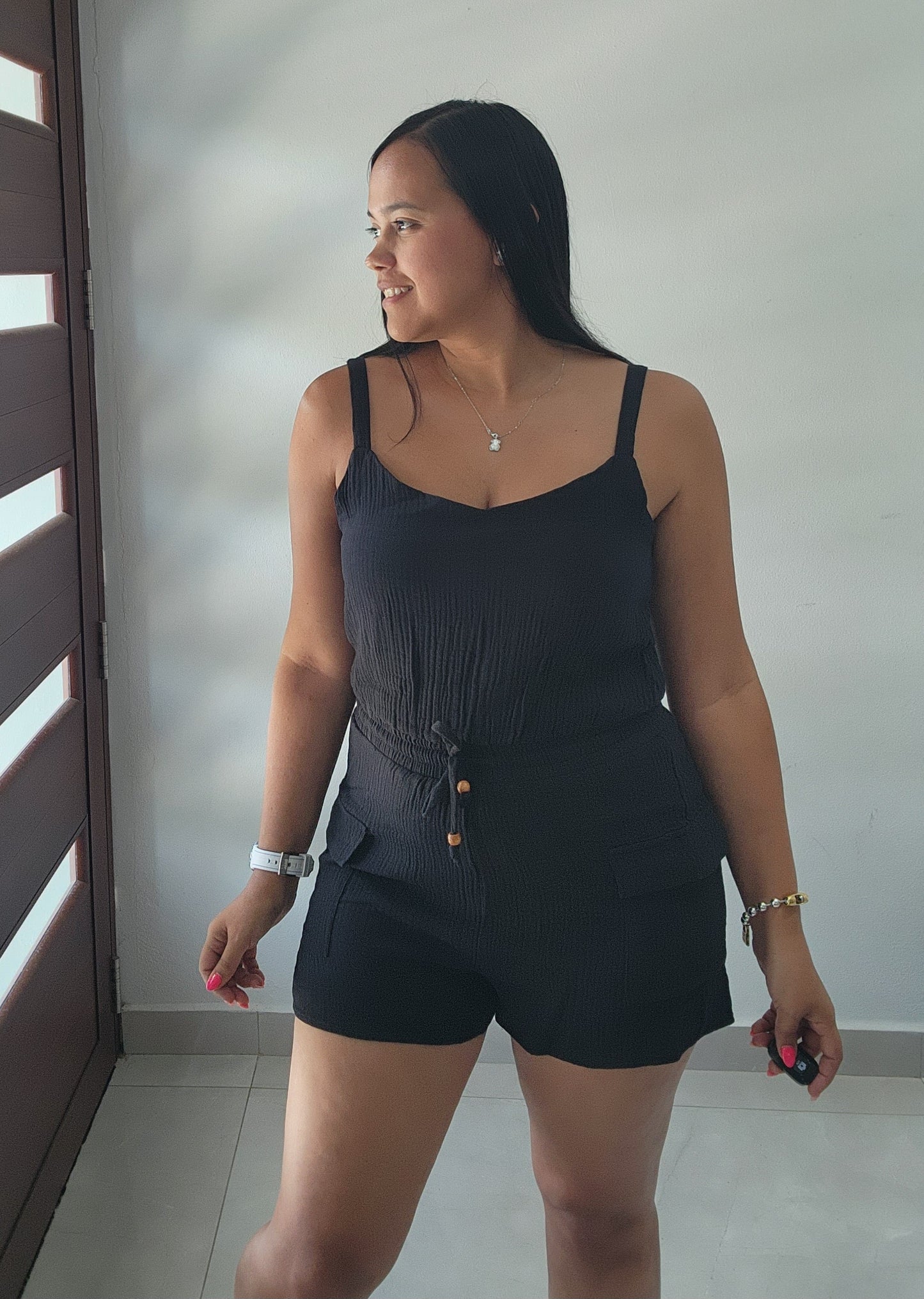Black Cargo Romper