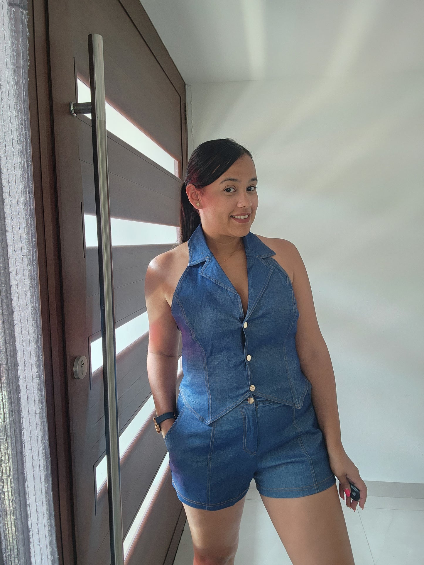 Denim Short Set