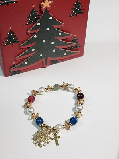 Pulsera de Piedra en colores de la Virgen