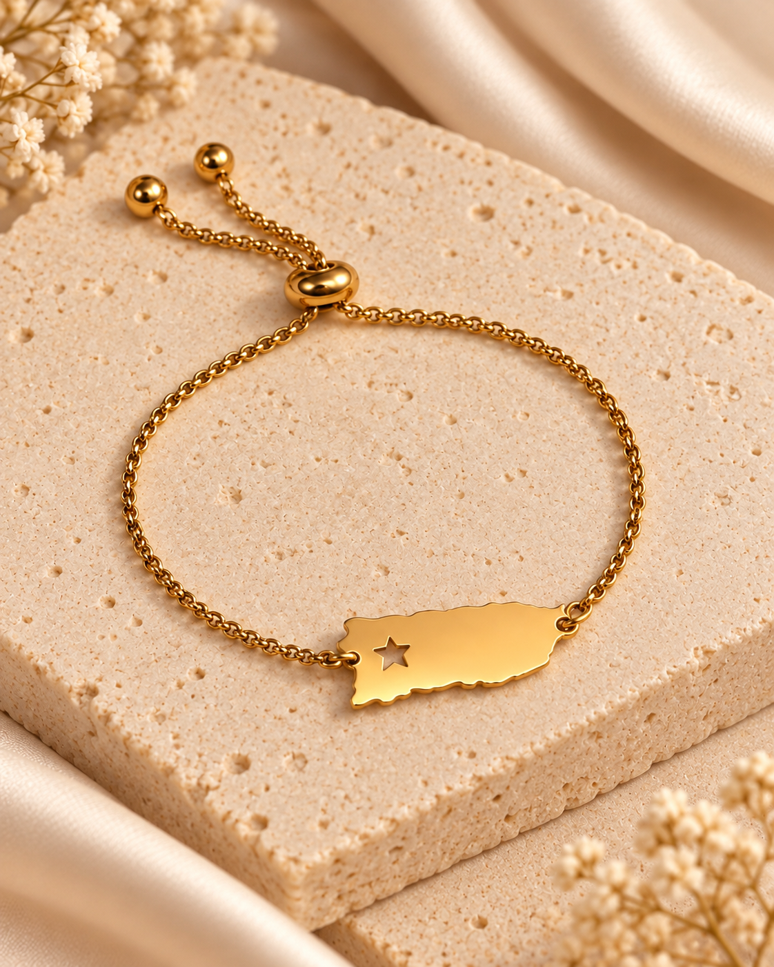 Pulsera Puerto Rico Dorada | Acero Inoxidable