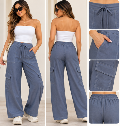 Linen Wide Leg Cargo Pants.
