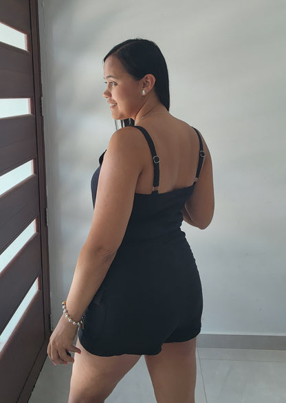 Black Cargo Romper