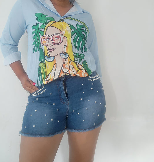 Denim Short Perlas