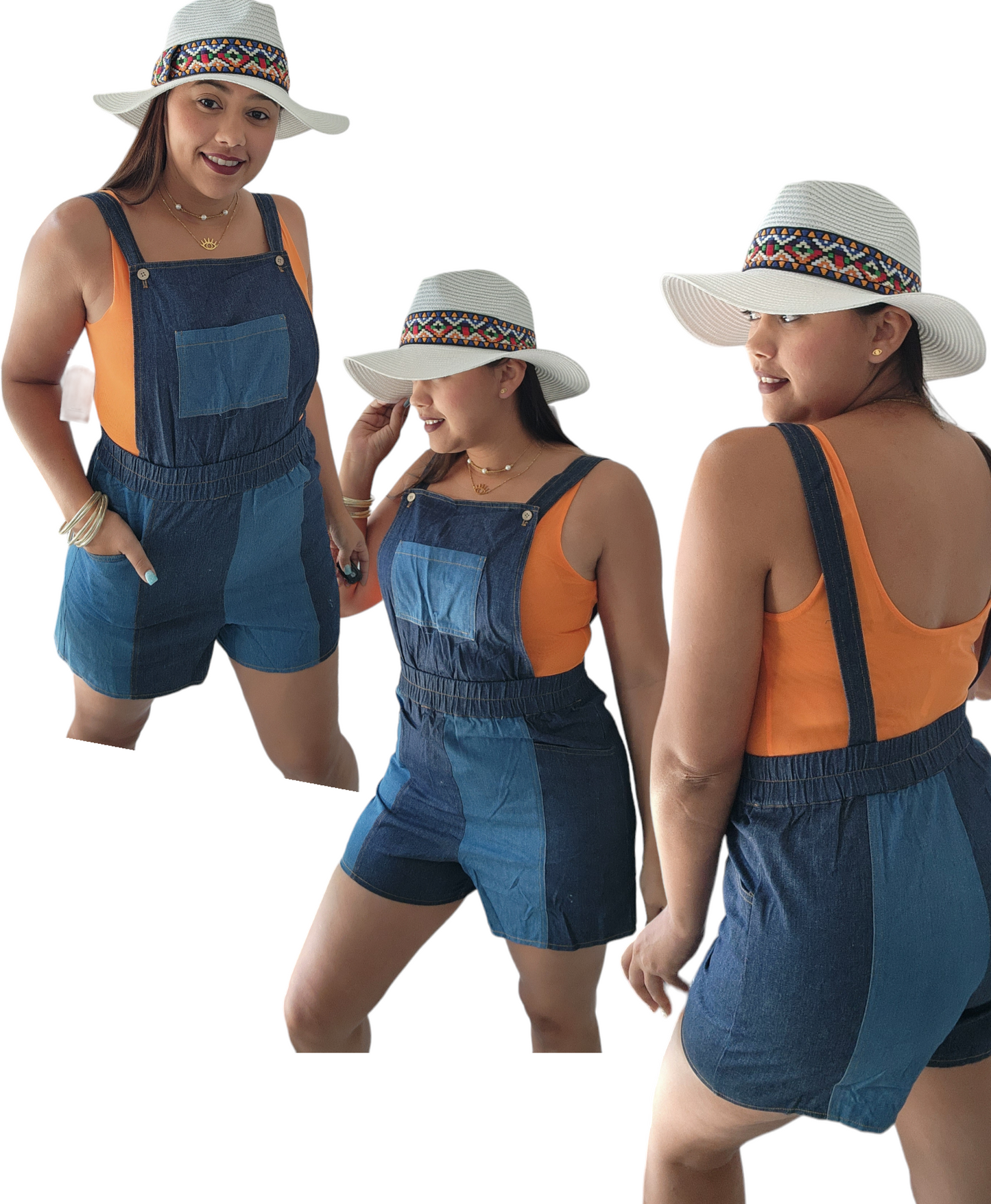 Denim Romper 2 tonos.