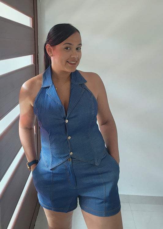 Denim Short Set
