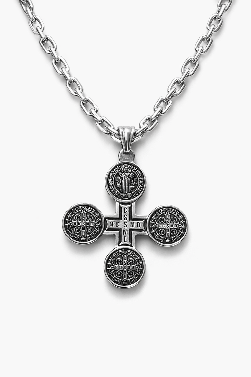 Collar de Cruz San Benito- Acero Inoxidable