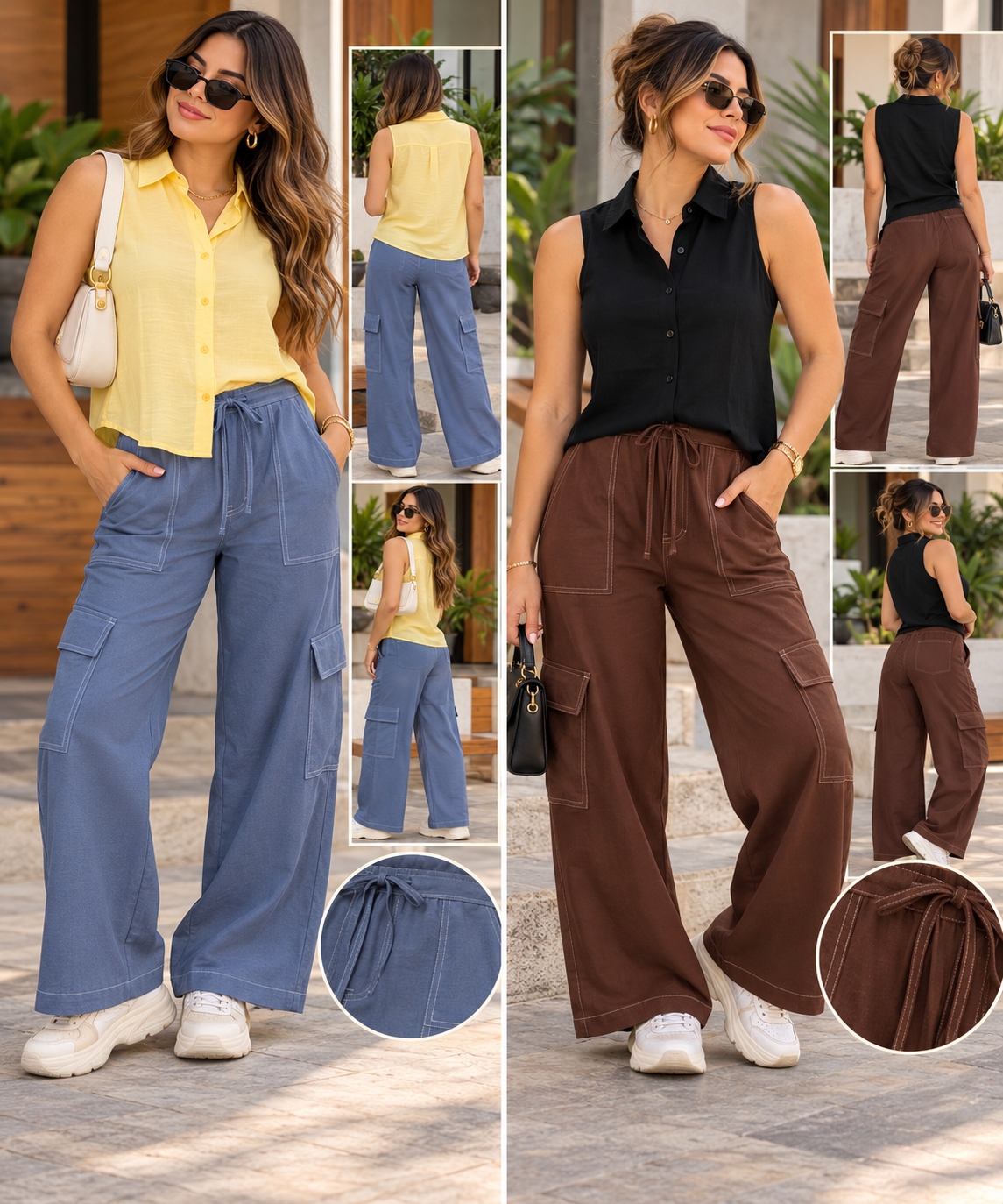 Linen Wide Leg Cargo Pants.