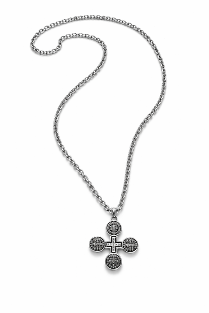 Collar de Cruz San Benito- Acero Inoxidable