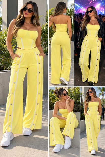 Lemon Glow Two Piece Set-Yellow.
