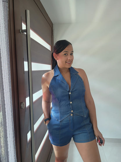Denim Short Set